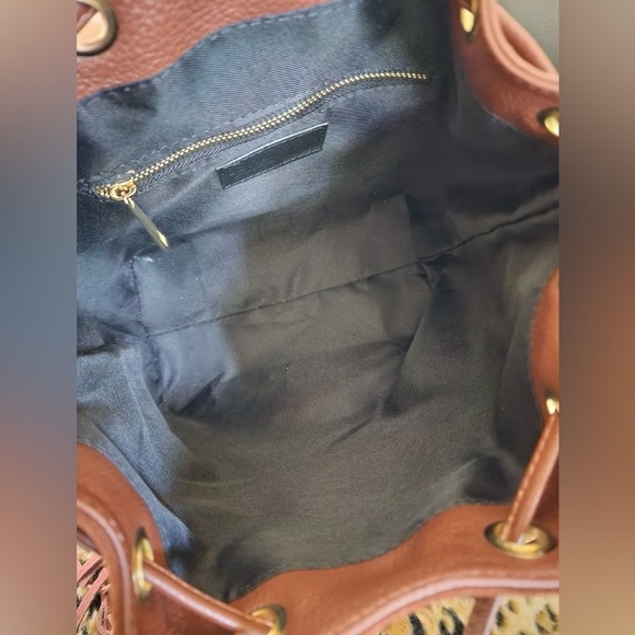 NWOT Isadora Mahogany Suede Fringe Hobo Drawstring Purse - Picture 6 of 7